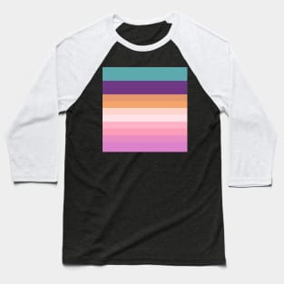 Stripes Pattern of Blue, Purple, Orange and Pink Baseball T-Shirt